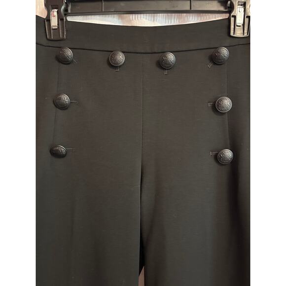 EXPRESS Wide Leg High Rise Black Matte Crested Button Sailor Pants 2S - Picture 3 of 7